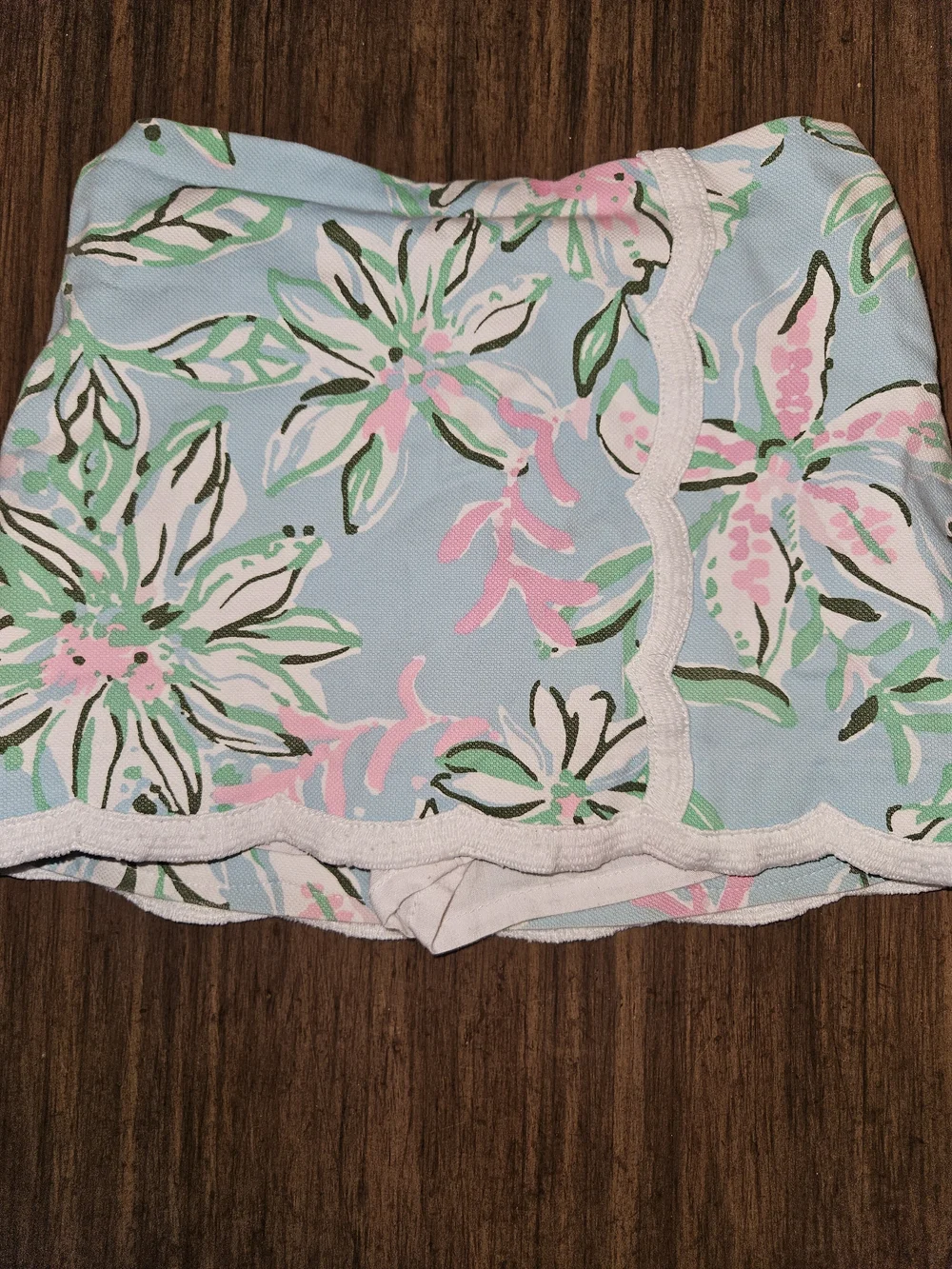 Lilly Pulitzer Light Blue Floral Girls Skort with Pink & Green Accents